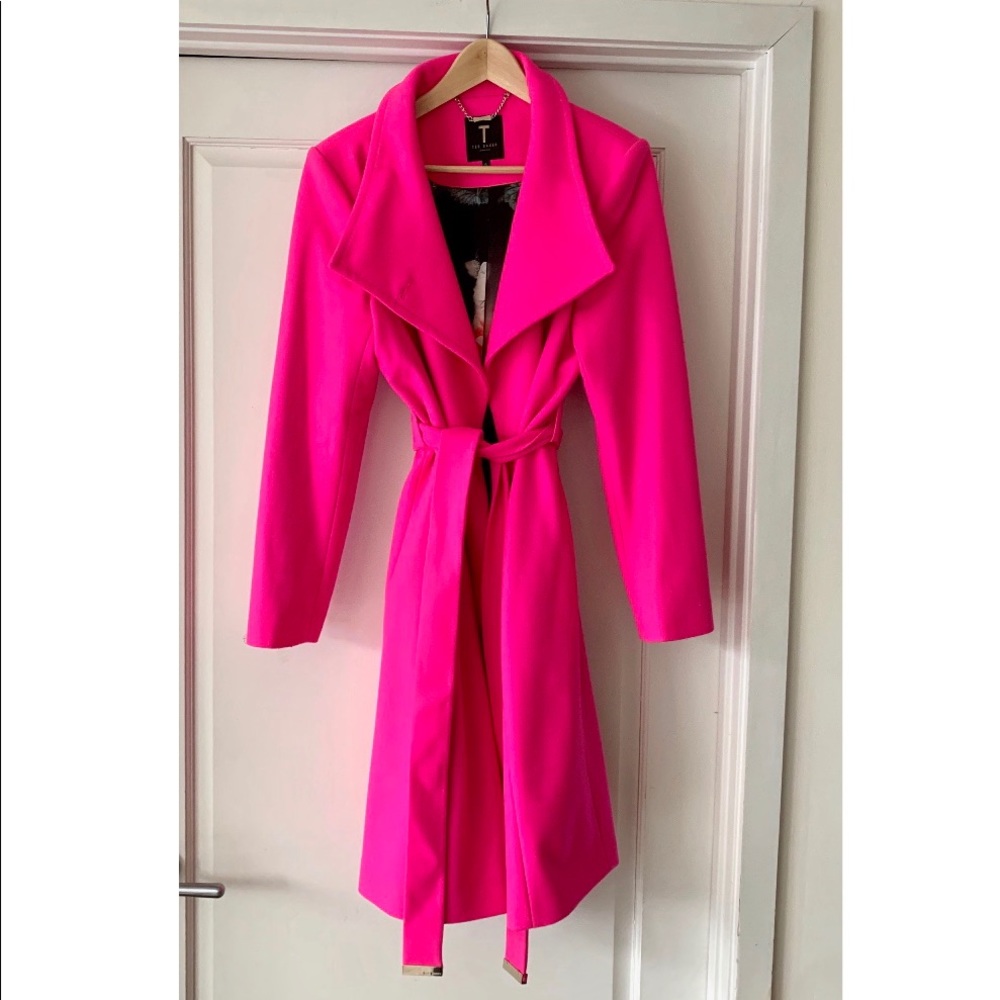 Ted Baker London Hot Pink wool cashmere trench